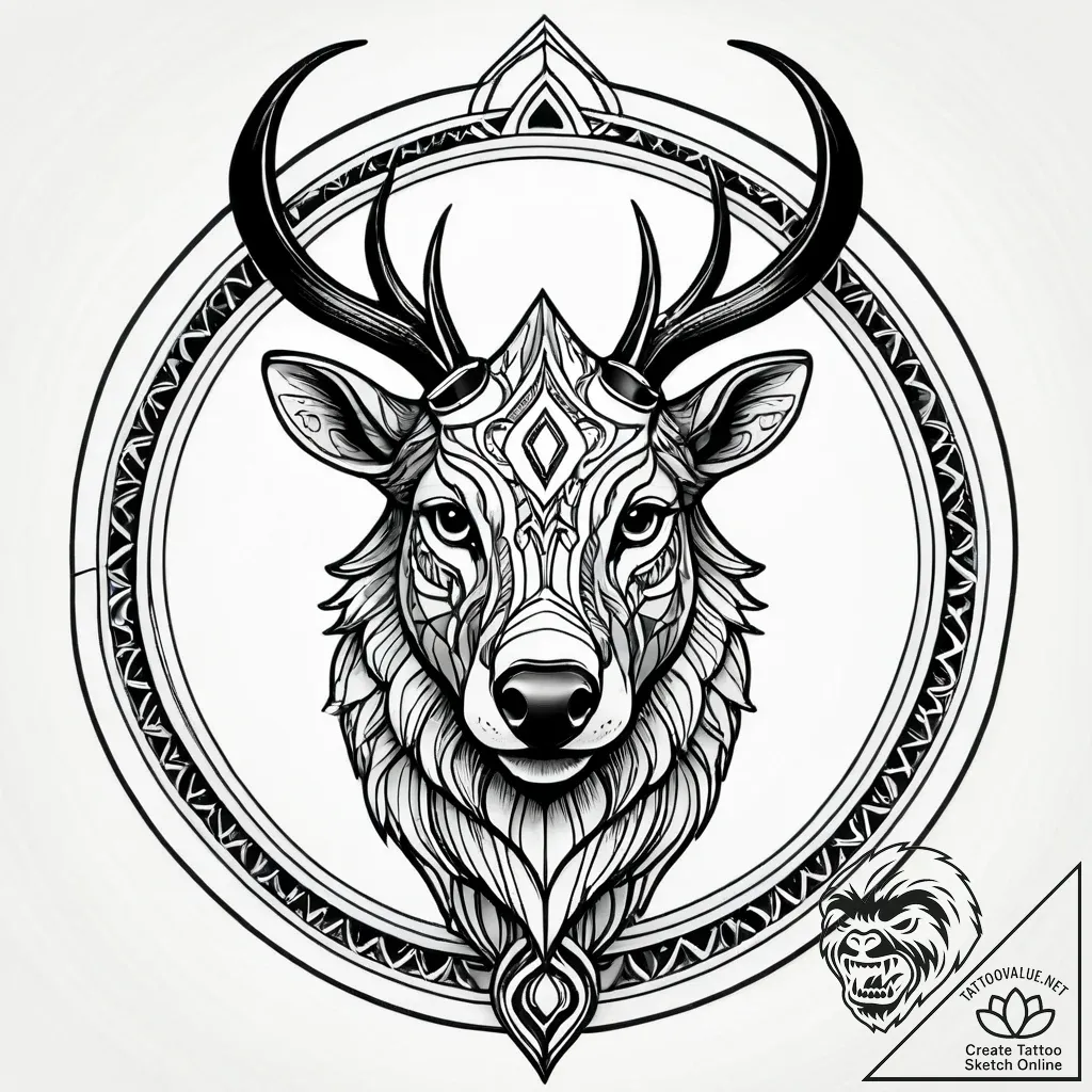 Tattoo design a zodiac animal's head emerging... - style Jagger Old - tattoo sketch (18.11.2025 07:26)