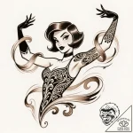 Tattoo sketch, elastigirl stretching arms wit… – style Flux Inscriptions – tattoo sketch (18.11.2025 07:29)