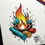 Campfire, minimalist linework, with a single… – style Jaeger Simple – tattoo sketch (18.11.2025 07:43)