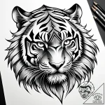 Tattoo sketch, tiger-human hybrid with glowin… – style Jaeger Simple – tattoo sketch (18.11.2025 08:08)