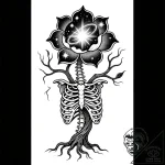 Tree of bones beneath celestial bloom, tattoo… – style Flux Inscriptions – tattoo sketch (18.11.2025 08:53)