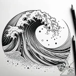 Tattoo sketch, elegant thin line wave curling… – style Jaeger Simple – tattoo sketch (18.11.2025 08:59)