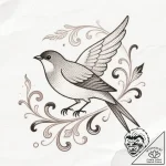 Tattoo sketch, minimalistic bird in flight wi… – style Flux Inscriptions – tattoo sketch (18.11.2025 09:20)