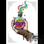 Alchemist’s gauntlet, etched with formulas, b… – style Flux Inscriptions – tattoo sketch (18.11.2025 10:08)