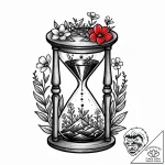 Old hourglass with wildflowers growing inside… – style Jaeger Mini – tattoo sketch (18.11.2025 11:49)