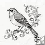 A whimsical bird catching a worm, natural,, c… – style Flux Inscriptions – tattoo sketch (18.11.2025 12:11)