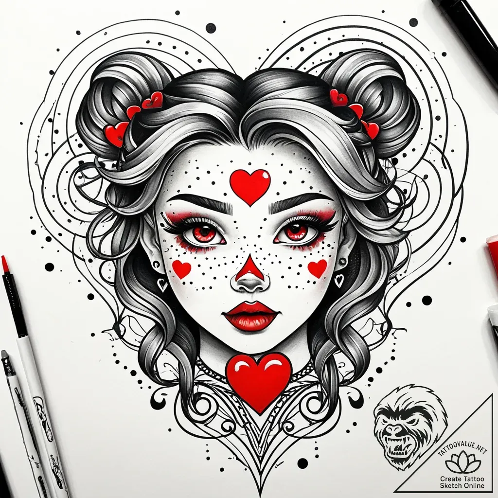 Tattoo sketch, gidget fluffy with heart eyes,... - style Jaeger Simple - tattoo sketch (18.11.2025 12:29)