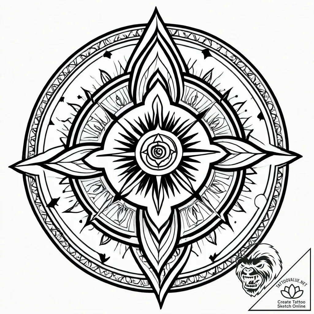 Tattoo sketch, earthsea compass rose with mag... - style Jagger Old - tattoo sketch (18.11.2025 12:34)