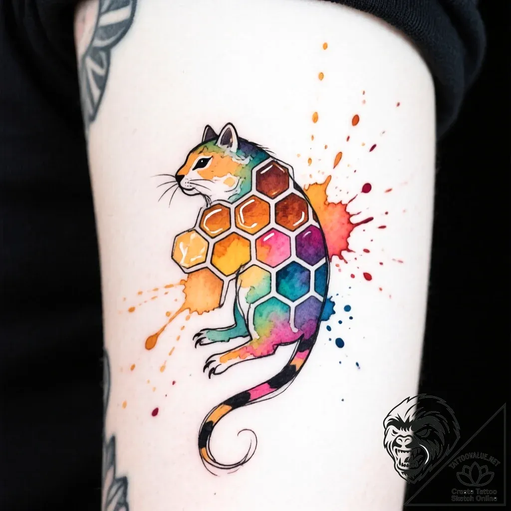 Tattoo sketch a subtle bee with a honeycomb p... - style Flux Inscriptions - tattoo sketch (18.11.2025 12:47)