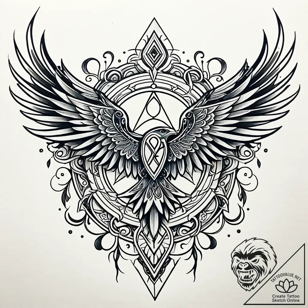 93. tattoo sketch: "vetar" rune subtly integr... - style Jaeger Simple - tattoo sketch (18.11.2025 12:50)