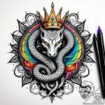 Hallowed serpent crowned with stars, ink illu… – style Jaeger Simple – tattoo sketch (18.11.2025 15:35)