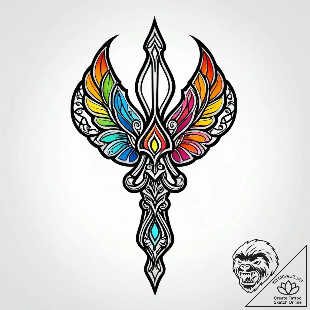 кадуцей, ink illustration for tattoo, vibrant... - style Jagger Old - tattoo sketch (18.11.2025 15:53)