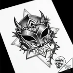 Iron mask sealed with thorns, tattoo flash sh… – style Flux Inscriptions – tattoo sketch (18.11.2025 15:56)