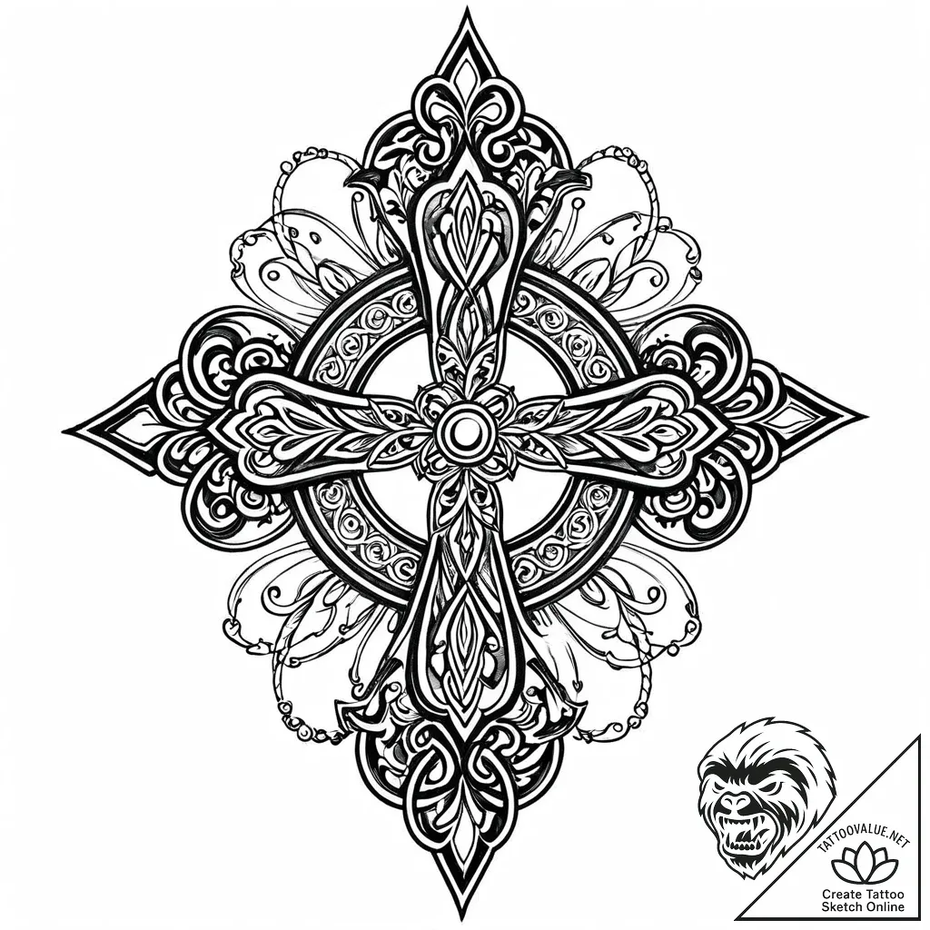 Strength (symbol), concept art for tattoo, hi... - style Jaeger Mini - tattoo sketch (18.11.2025 16:01)
