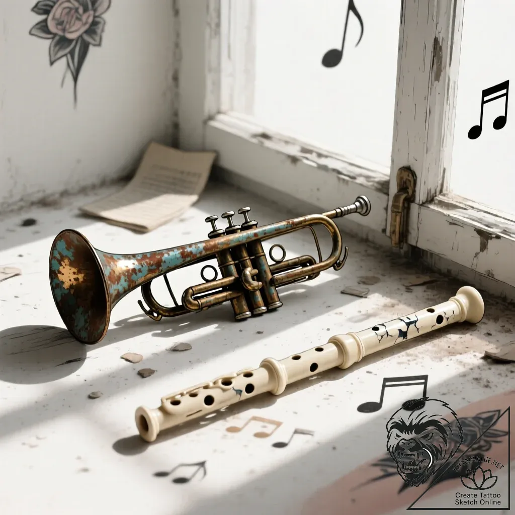 сѓрёрјрірѕр»с‹ рјсѓр·с‹рєрё (рѕрѕс‚с‹, рірёс‚... - style Flux Inscriptions - tattoo sketch (18.11.2025 16:20)