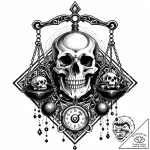 Alchemy scales with skull weights, ink illust… – style Jaeger Mini – tattoo sketch (18.11.2025 16:26)