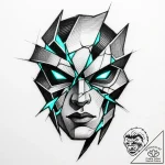 Tattoo sketch, abstract tiger face fragmented… – style Flux Inscriptions – tattoo sketch (18.11.2025 16:44)