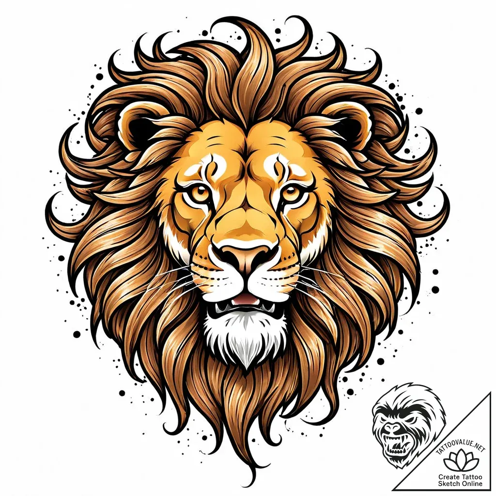 Tattoo sketch a majestic leo lion, its fur an... - style Jaeger Mini - tattoo sketch (18.11.2025 16:50)