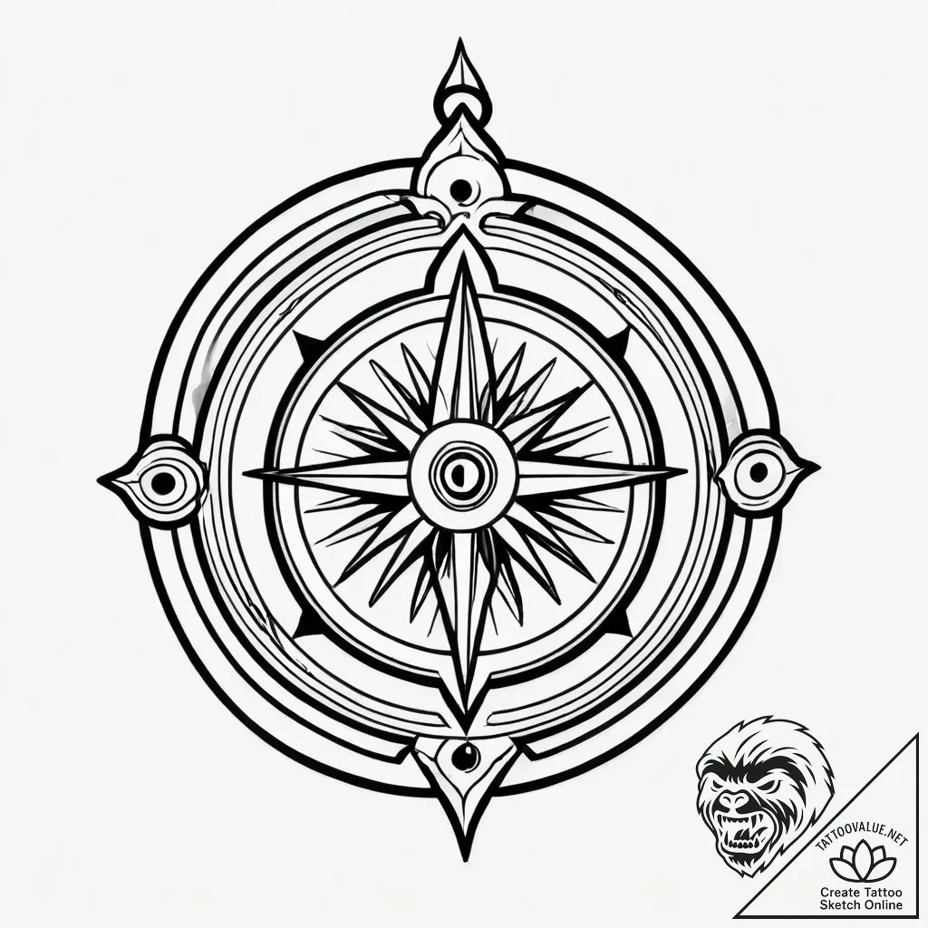 Tattoo design a small, stylized compass., art... - style Jagger Old - tattoo sketch (18.11.2025 17:04)