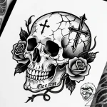Eskiz.to, tattoo sketch, ice age fossil skull… – style Flux Inscriptions – tattoo sketch (18.11.2025 17:25)