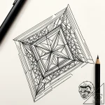 The stark, geometric interior of a modern art… – style Jaeger Simple – tattoo sketch (18.11.2025 17:40)
