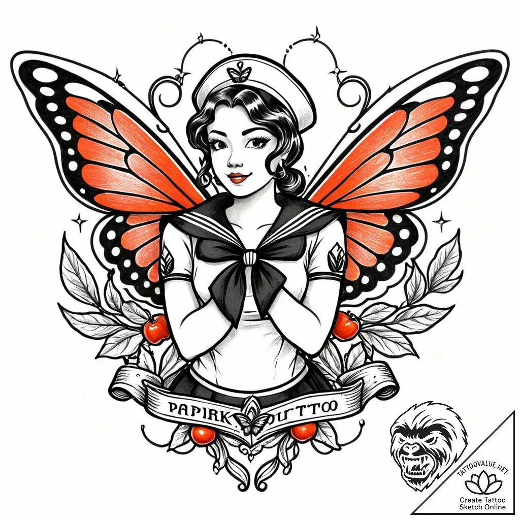 Tattoo sketch, paprika with butterfly wings,... - style Jaeger Mini - tattoo sketch (18.11.2025 17:45)