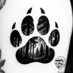 Tattoo sketch, kenai paw print with forest re… – style Flux Inscriptions – tattoo sketch (18.11.2025 18:25)