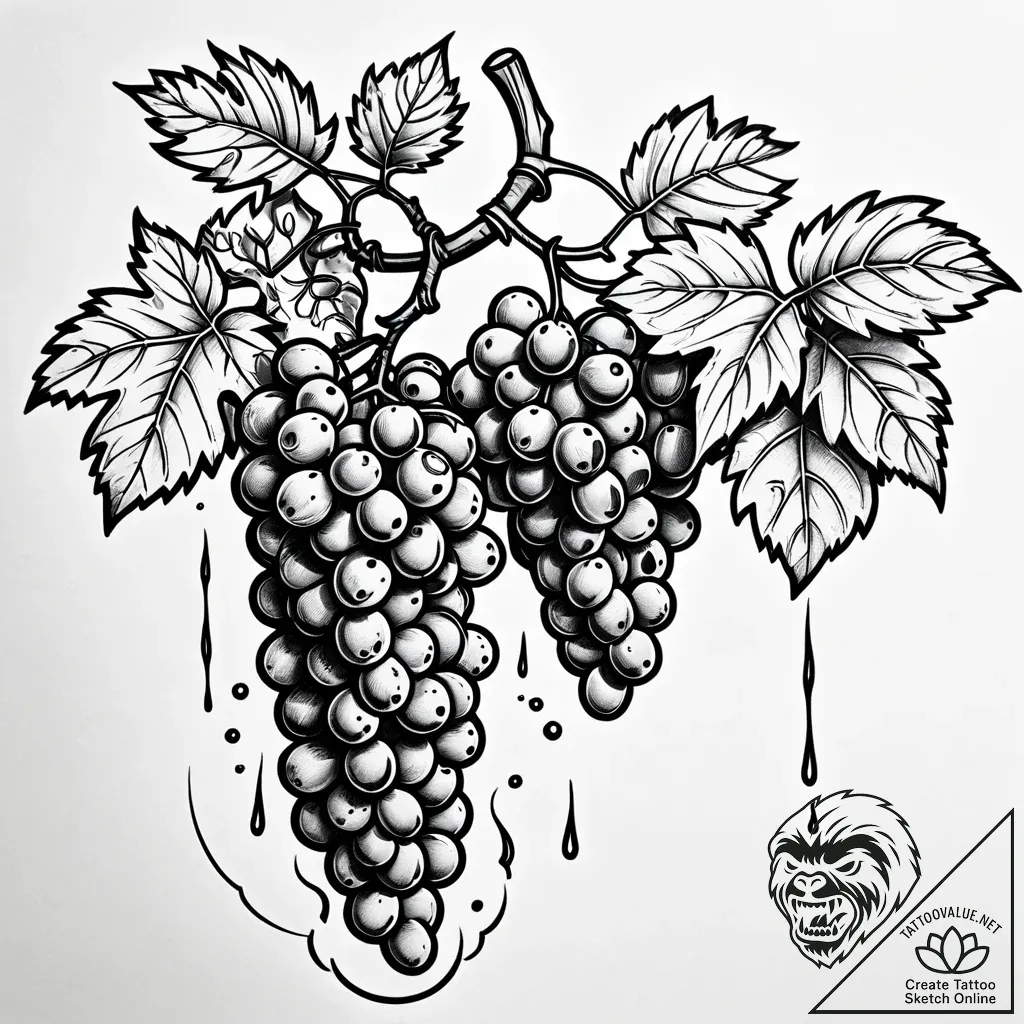 Tat tattoo sketch, grapevine winding around w... - style Jaeger Simple - tattoo sketch (18.11.2025 20:05)