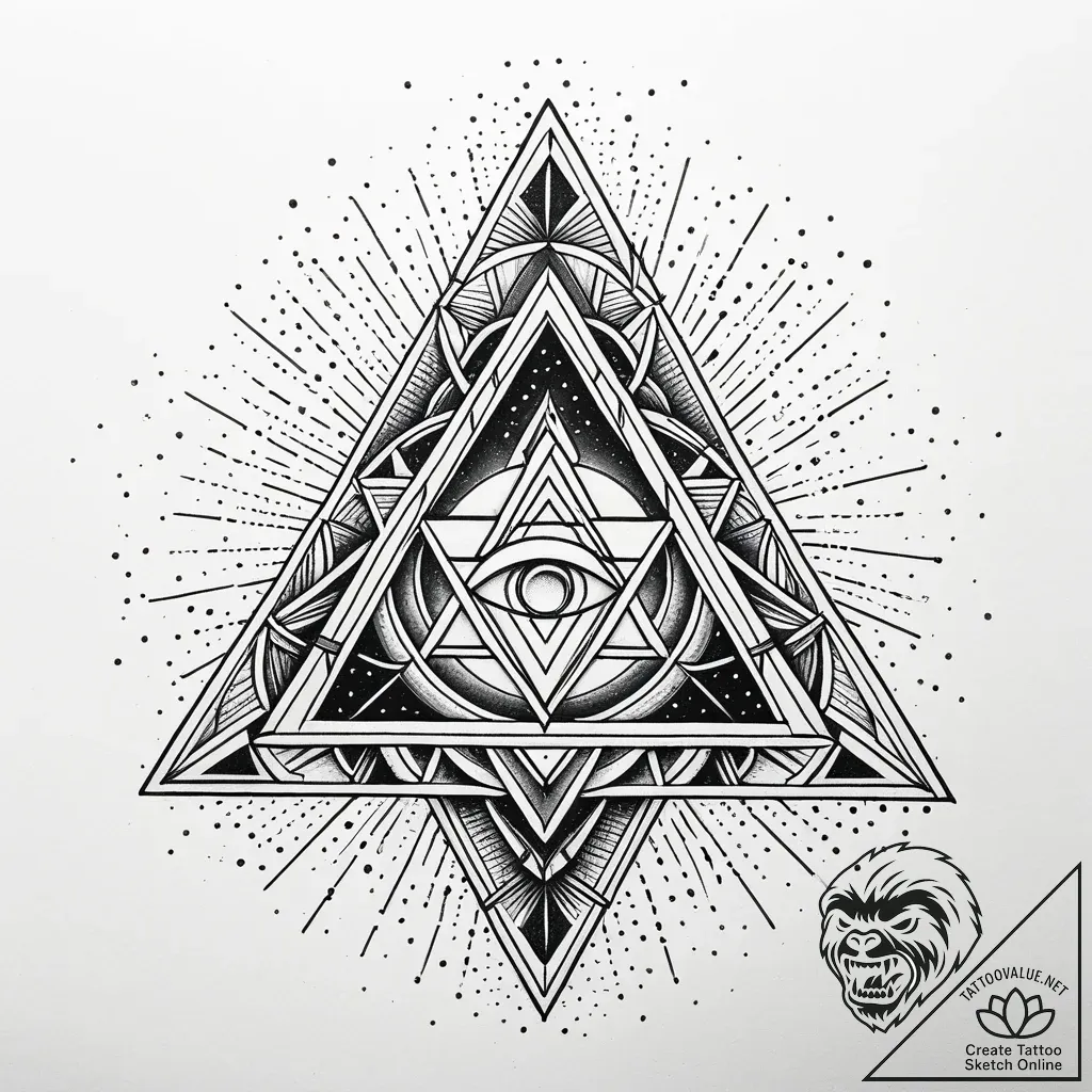 триада (символ), tattoo line art, on a clean... - style Jaeger Simple - tattoo sketch (18.11.2025 22:44)