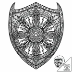 A broken viking shield, tattoo line art, on a… – style Jaeger Mini – tattoo sketch (18.11.2025 23:05)