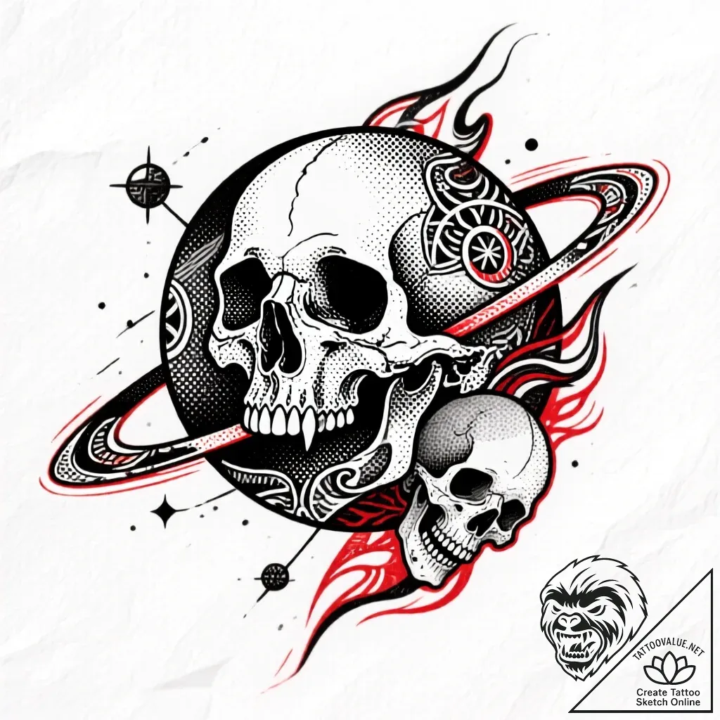 Orrery (model of the solar system) with plane... - style Flux Inscriptions - tattoo sketch (19.11.2025 01:05)