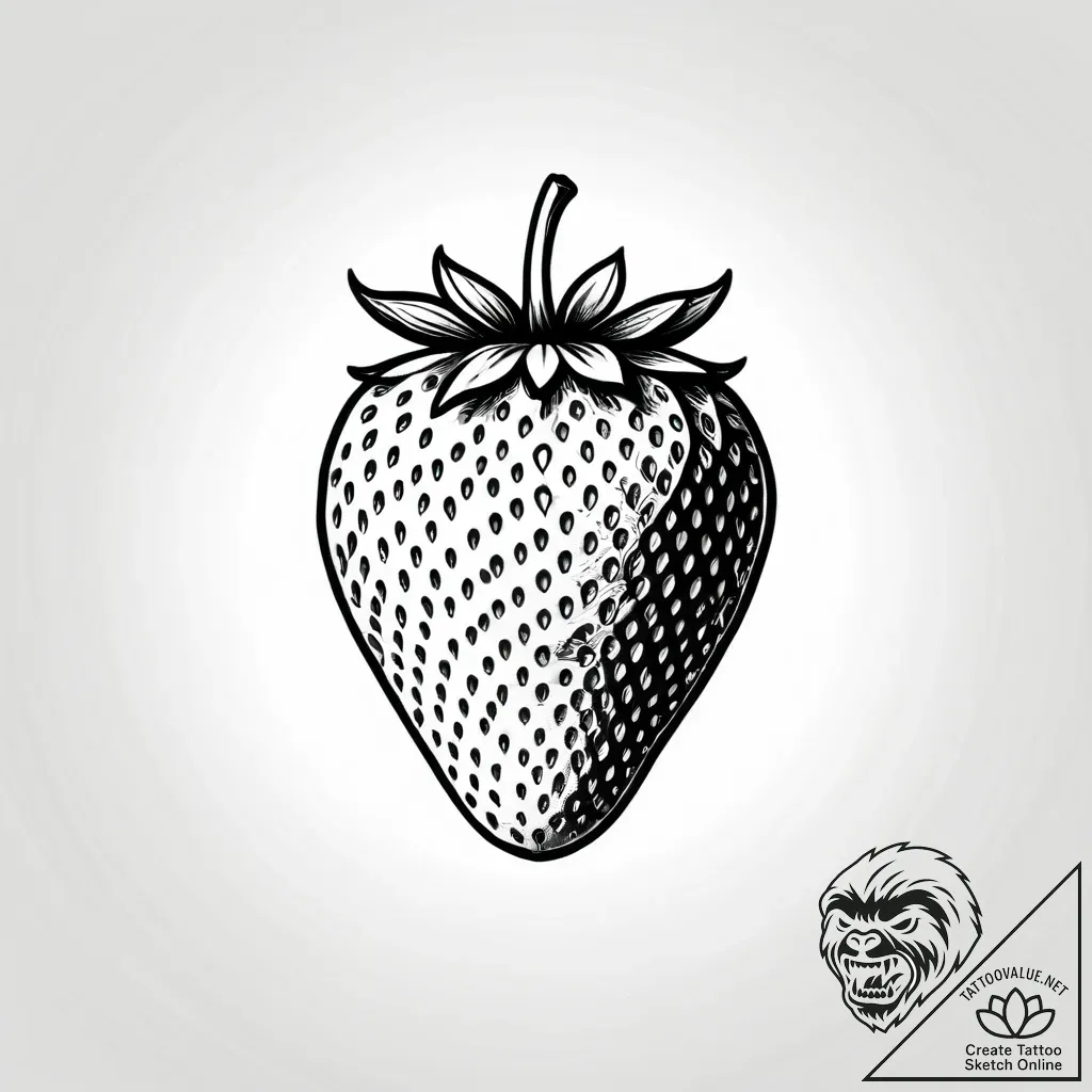 A macro shot of the surface of a strawberry,... - style Jagger Old - tattoo sketch (19.11.2025 02:05)