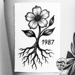 Tattoo design a delicate flower with roots in… – style Flux Inscriptions – tattoo sketch (19.11.2025 03:45)
