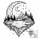 Tat tattoo sketch, dreamy fantasy landscape w… – style Jaeger Mini – tattoo sketch (19.11.2025 04:25)