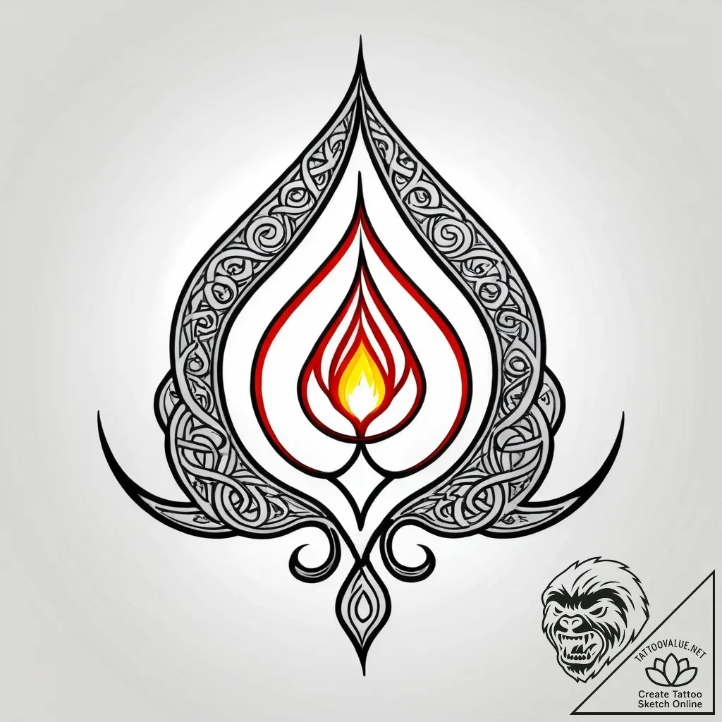 Tat tattoo sketch, intertwined fire and water... - style Jagger Old - tattoo sketch (19.11.2025 04:44)