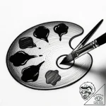 Tattoo sketch a paintbrush on one, a palette… – style Flux Inscriptions – tattoo sketch (19.11.2025 05:05)