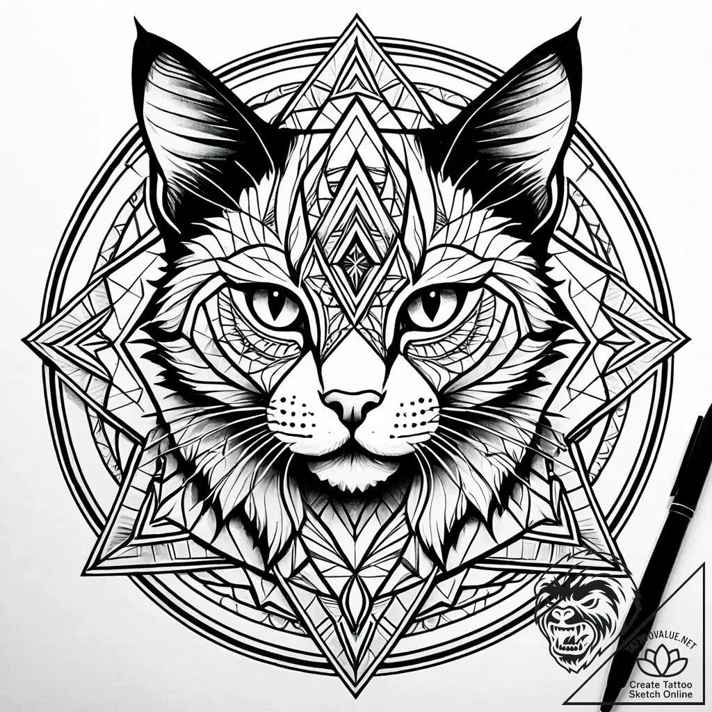 Tattoo sketch, cat silhouette with stars, dre... - style Jaeger Simple - tattoo sketch (19.11.2025 05:24)