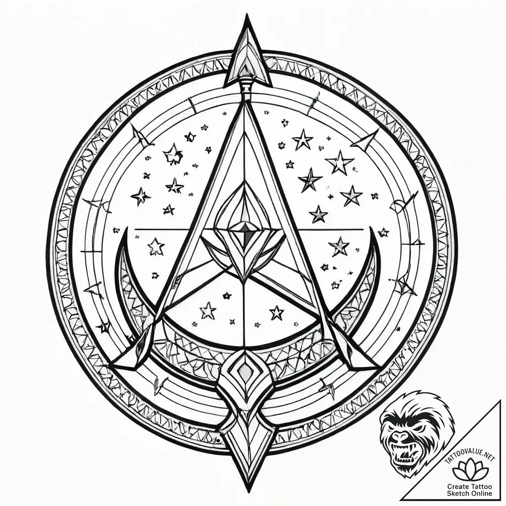 Tattoo sketch a sagittarius archer aiming at... - style Jagger Old - tattoo sketch (19.11.2025 06:05)