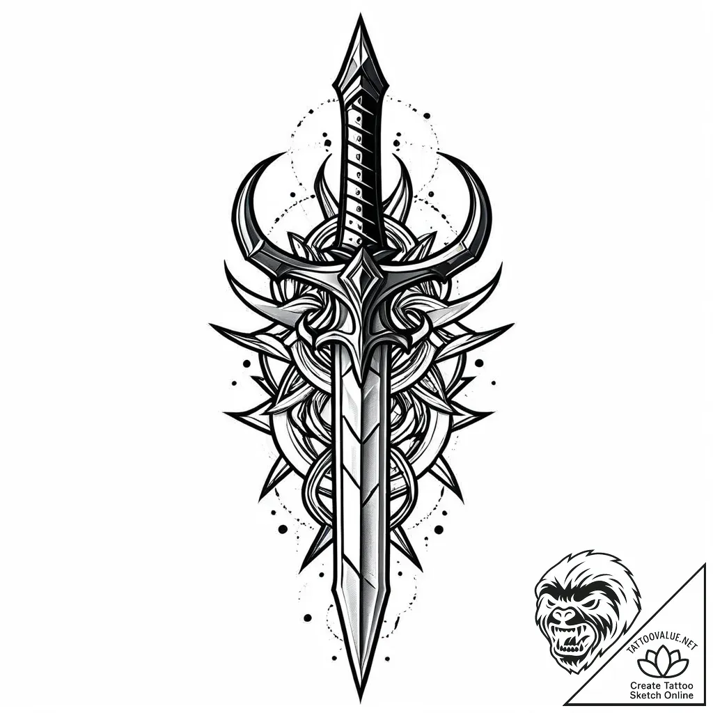 Dagger from fractured seal, tattoo drawing ou... - style Jaeger Mini - tattoo sketch (19.11.2025 07:05)