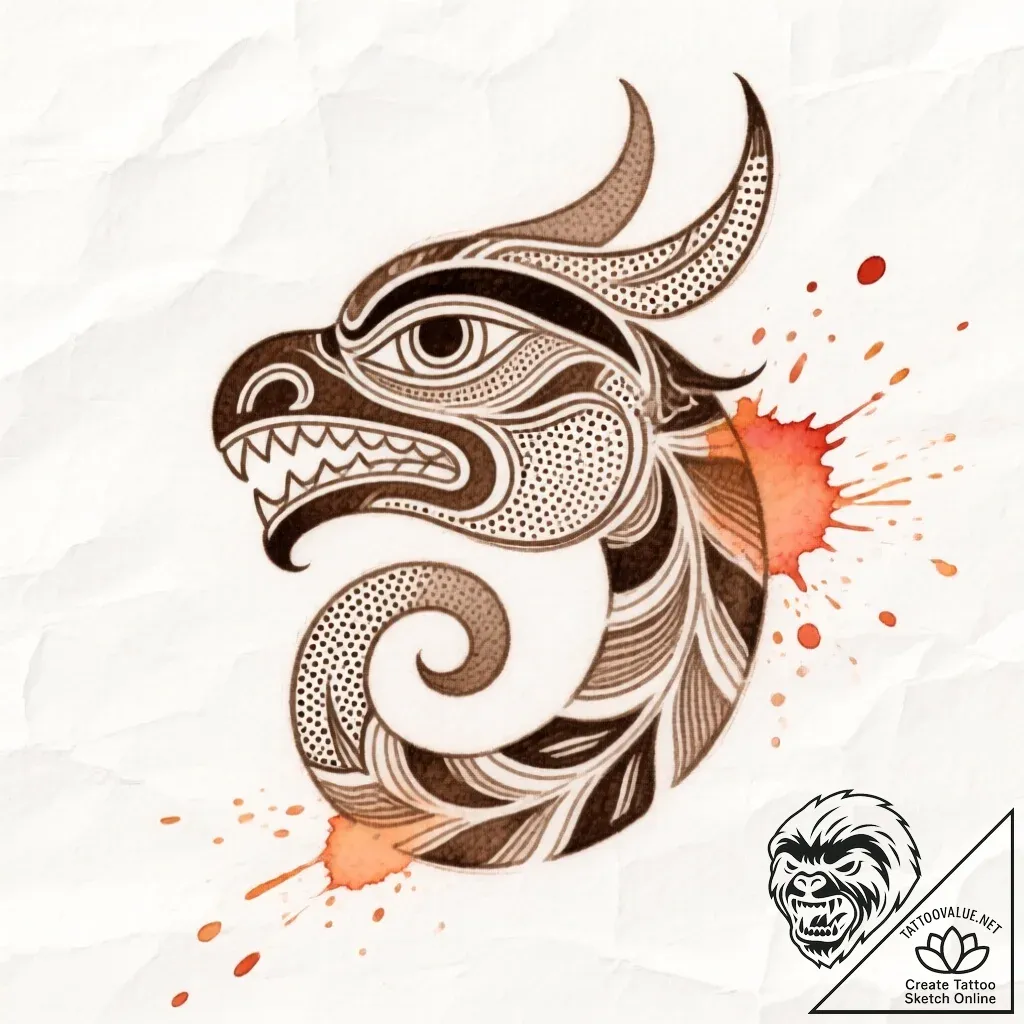 хайда (узоры), tattoo line art, on a clean wh... - style Flux Inscriptions - tattoo sketch (19.11.2025 07:45)