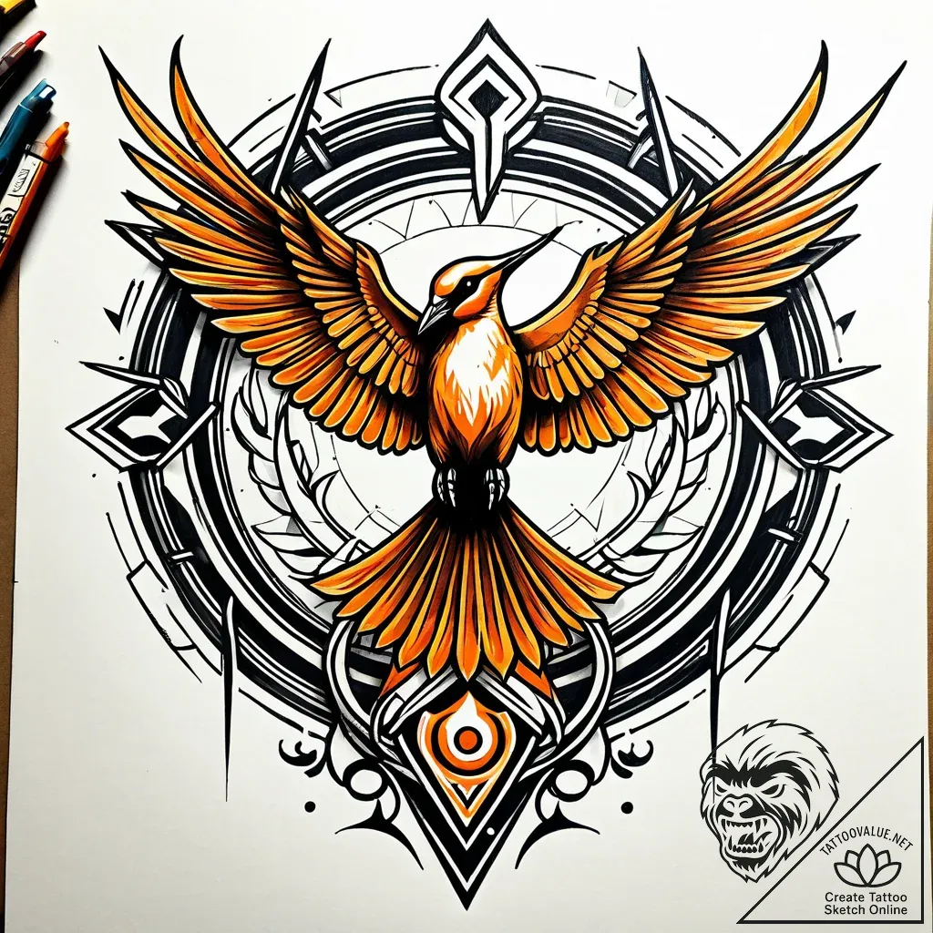 Mockingjay, artistic tattoo sketch, stylized... - style Jaeger Simple - tattoo sketch (19.11.2025 08:05)