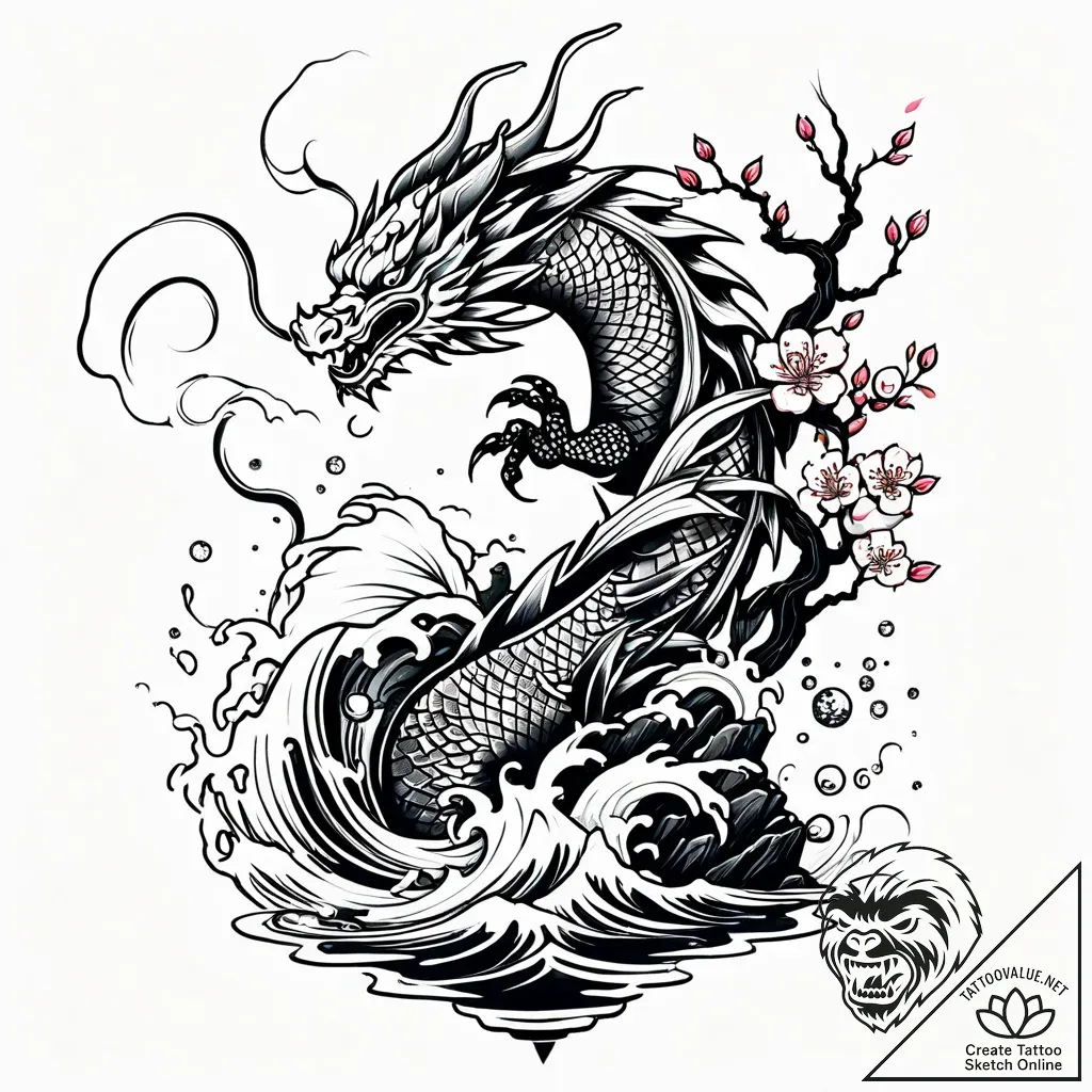 Bonsai tree with neon leaves growing from a d... - style Jaeger Simple - tattoo sketch (19.11.2025 09:25)