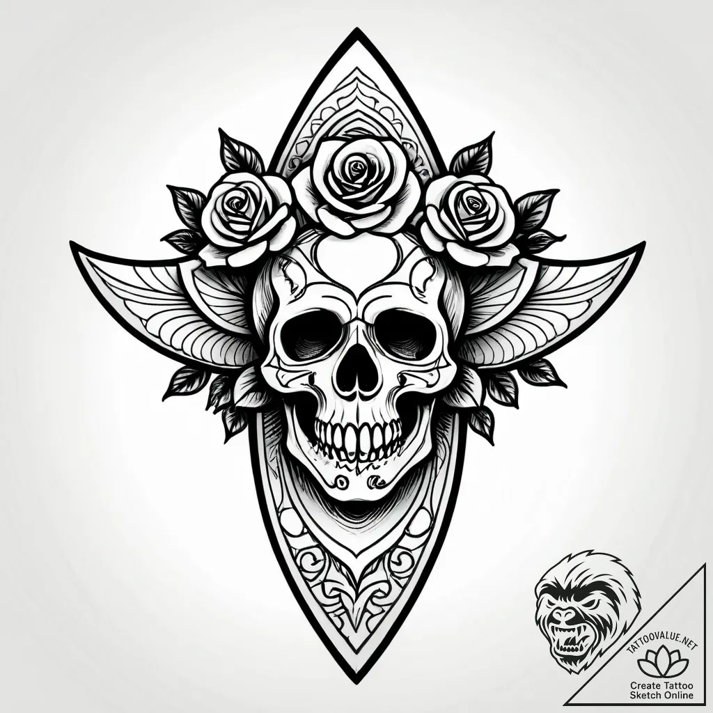 Tattoo sketch a stylized surfboard on one, a... - style Jagger Old - tattoo sketch (19.11.2025 10:04)