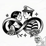 Tattoo sketch an infinity symbol made of two… – style Flux Inscriptions – tattoo sketch (19.11.2025 10:25)