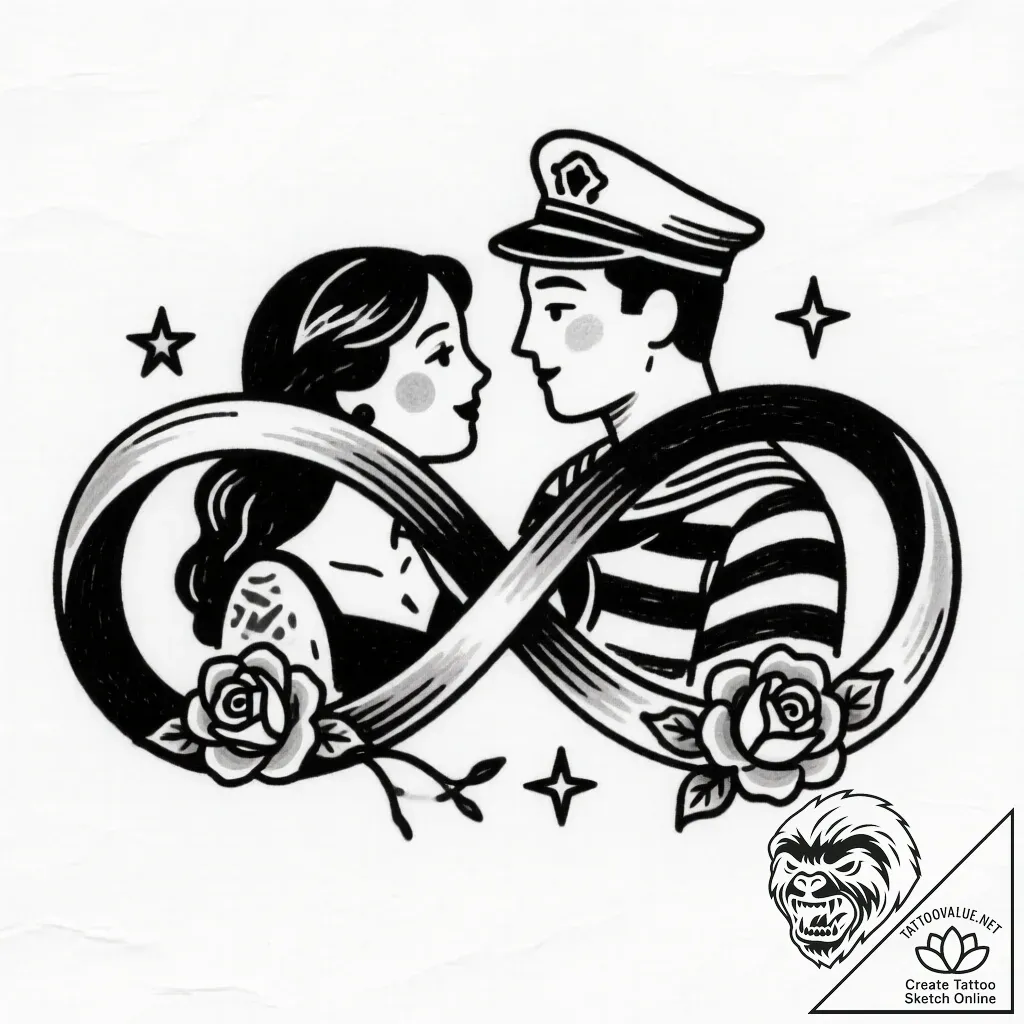 Tattoo sketch an infinity symbol made of two... - style Flux Inscriptions - tattoo sketch (19.11.2025 10:25)