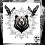 Tattoo sketch, brother bear with flying eagle… – style Flux Inscriptions – tattoo sketch (19.11.2025 13:05)