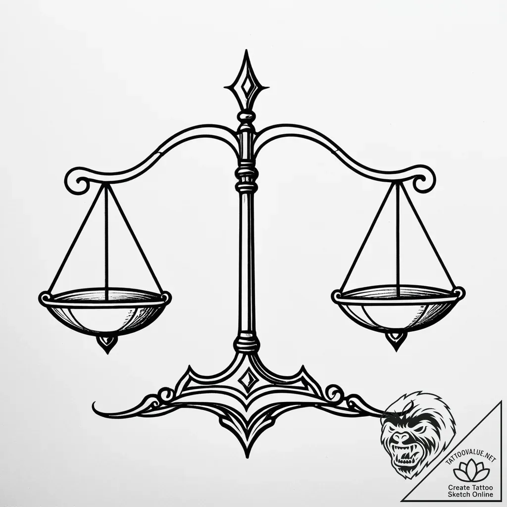 Tattoo sketch libra's glyph balanced on a sin... - style Jaeger Simple - tattoo sketch (19.11.2025 13:24)