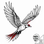 A whimsical bird taking flight, freedom,, tat… – style Jaeger Mini – tattoo sketch (19.11.2025 16:25)