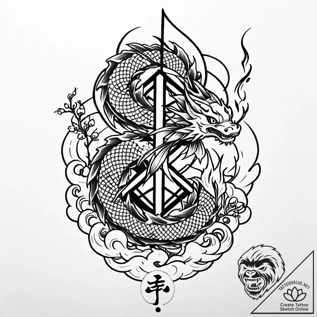 Spirit lantern flickering in void, tattoo dra... - style Jaeger Mini - tattoo sketch (19.11.2025 17:41)