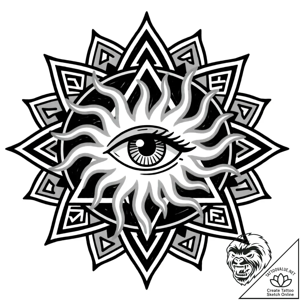 Tat tattoo sketch, glowing aura emanating fro... - style Flux Inscriptions - tattoo sketch (19.11.2025 20:45)
